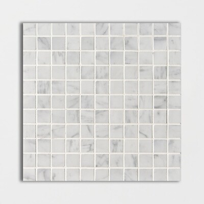 Mosaico de mármol blanco Carrara apomazado 1x1 12x12