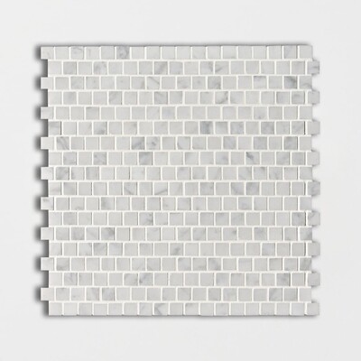 Mosaico de mármol blanco Carrara apomazado 5/8x5/8 12x12