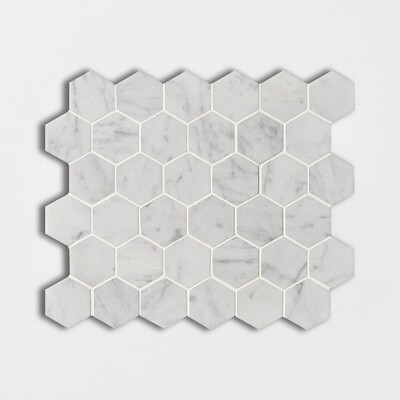 Mosaico de Mármol Blanco Carrara C Pulido Hexágono 12x12