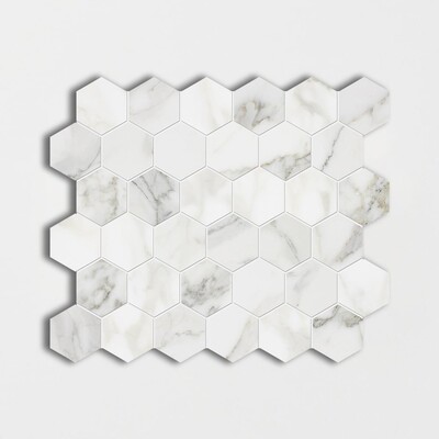 Mosaico de mármol hexagonal pulido Calacatta Gold 12x12