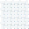 Thassos White&blue Celeste Polished Basket Weave Marble Mosaic 12×12 Image