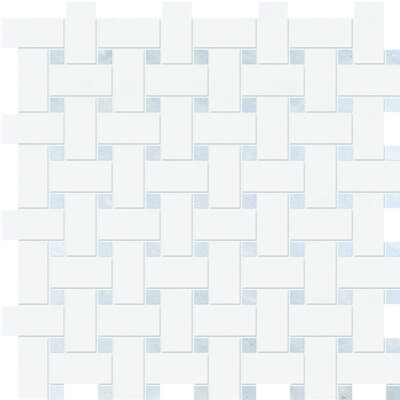 Thassos Blanco y Azul Celeste Pulido Mosaico de Mármol 12x12