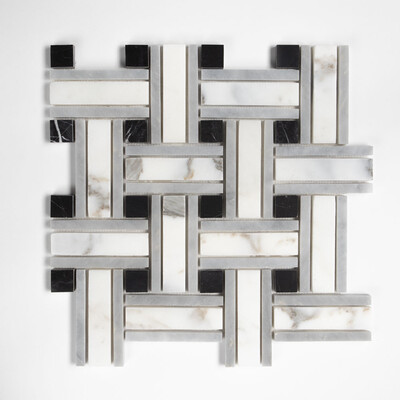 Calacatta Gold Honed Lattice Marble Mosaic 12×12 Image