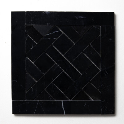 Parquet De Chantilly Black Honed Marble Waterjet Decos 8 1/2×8 1/2 Image