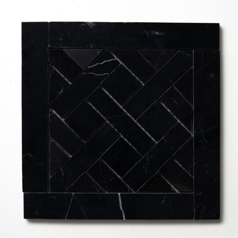 Parquet De Chantilly Black Honed Marble Waterjet Decos 8 1/2×8 1/2 Image