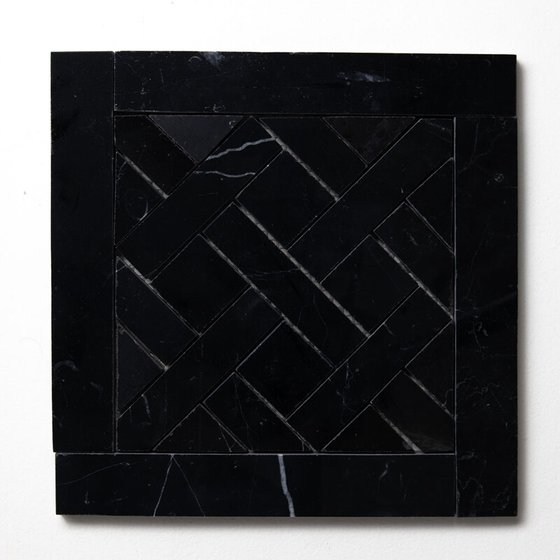 Parquet De Chantilly Black Honed Marble Waterjet Decos 8 1/2x8 1/2