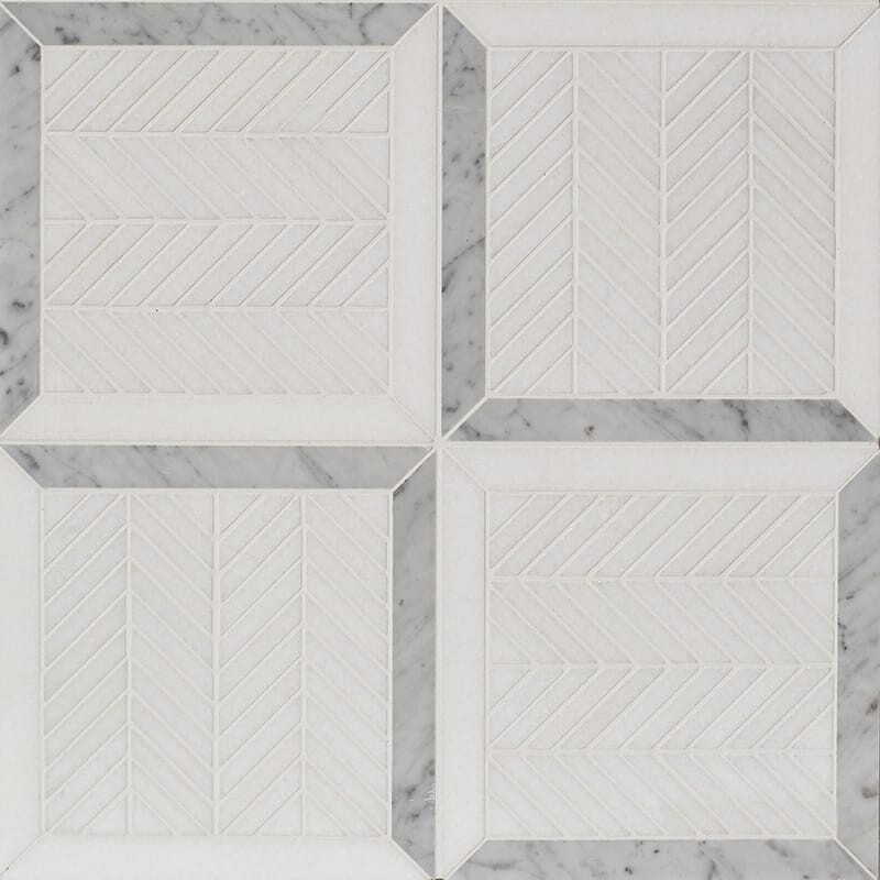 Thassos White, Beyaz Carrara Multi Finish Lucca Mermer Mozaik 12 1/16x12 1/16