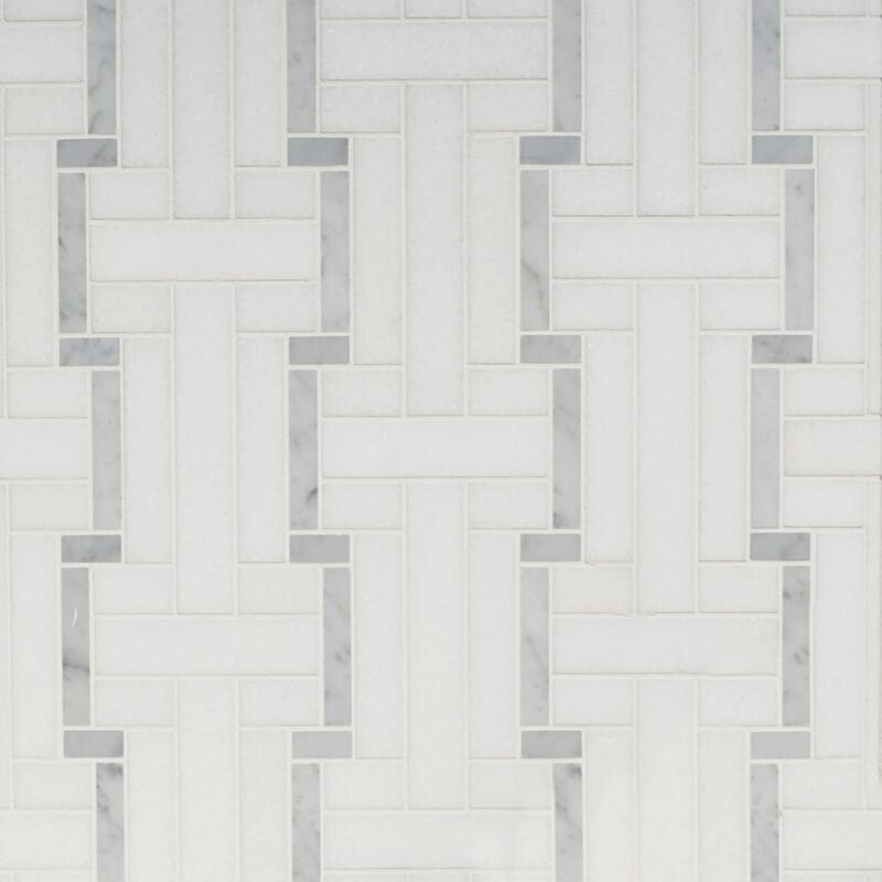 Thassos Blanco, Mosaico de Mármol Luni Blanco Carrara Multi Finish 10 7/16x12 3/16