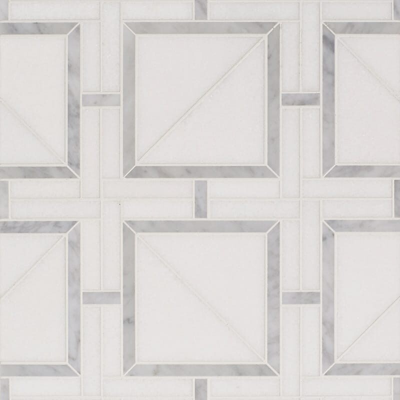 Thassos Blanco, Mosaico de Mármol Blanco Carrara Multi Finish Magra Lattice 11 11/16x11 11/16