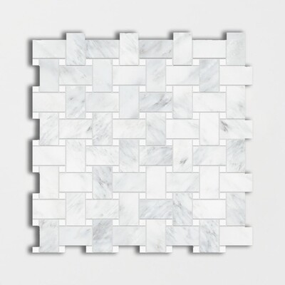 Mosaico de mármol Basket Weave pulido Calacatta Bella 12x12