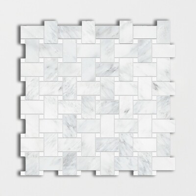 Mosaico de mármol Calacatta Bella Honed Basket Weave 12x12