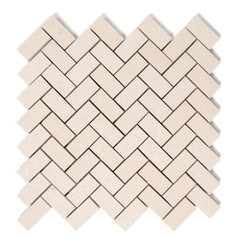 Champagne Honed Herringbone 1/2 Marble Mosaics 10×13