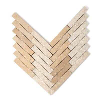Seashell Multi Finish Large Herringbone Marble Mosaics 12 7/8×9 11/32