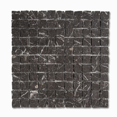 Iris Black Mosaico de mármol apomazado 1x1 11 3/4 X 11 3/4
