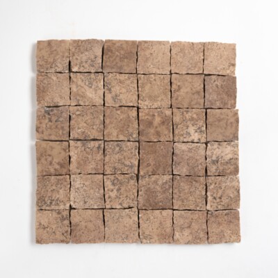 Scabas Red Honed Hand Clipped 2×2 Travertine Mosaics 12×12