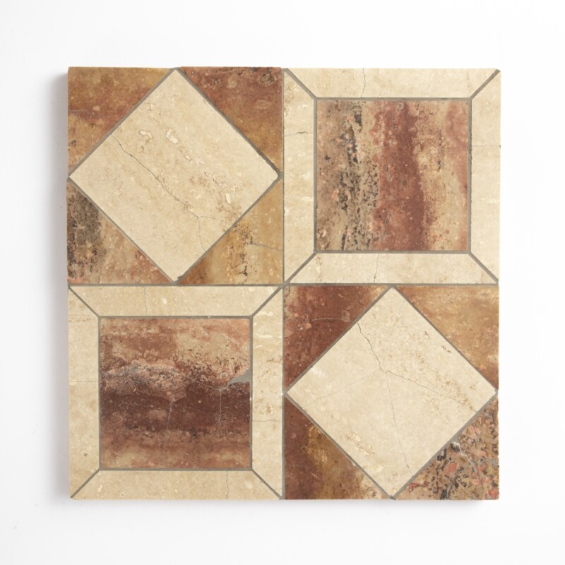 Travertino romano, travertino rojo Scabas pulido, mosaicos de travertino Palazzo Li Antica de 12 x 12