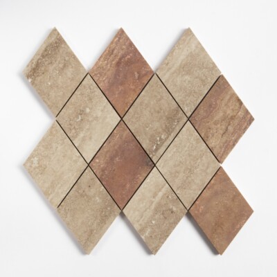 Roman Travertine, Scabas Red Travertine Honed Almas Travertine Mosaics 9 5/16×10 1/2