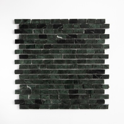 Verde Lucia Honed Broken Joint Marble Mosaics 11 3/4×12