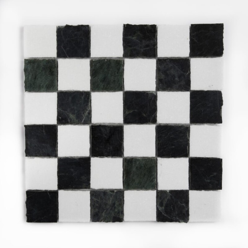 Thassos, Verde Lucia Honed Hand Clipped 2×2 Marble Mosaics 12×12