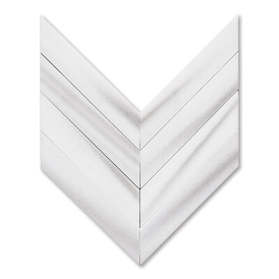 Frost White Polished Chevron Waterjet Marble Mosaics 13×10