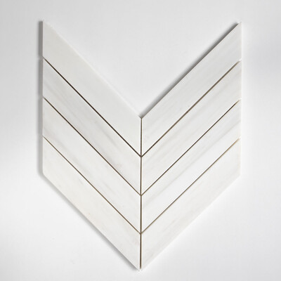 Chevron Bianco Dolomiti Classic Honed Marble Waterjet Decos 13×10 Image