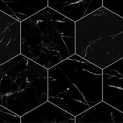 Mármol hexagonal apomazado negro 8x8