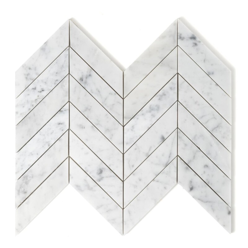 Chevron White Carrara Honed Marble Waterjet Decos 10×13