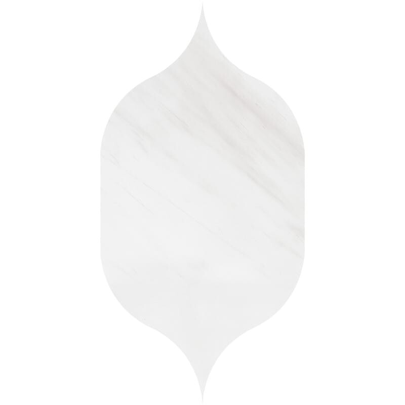 Snow White Polished Gothic Arabesque Waterjet Marble Tiles 4 7/8×8 13/16