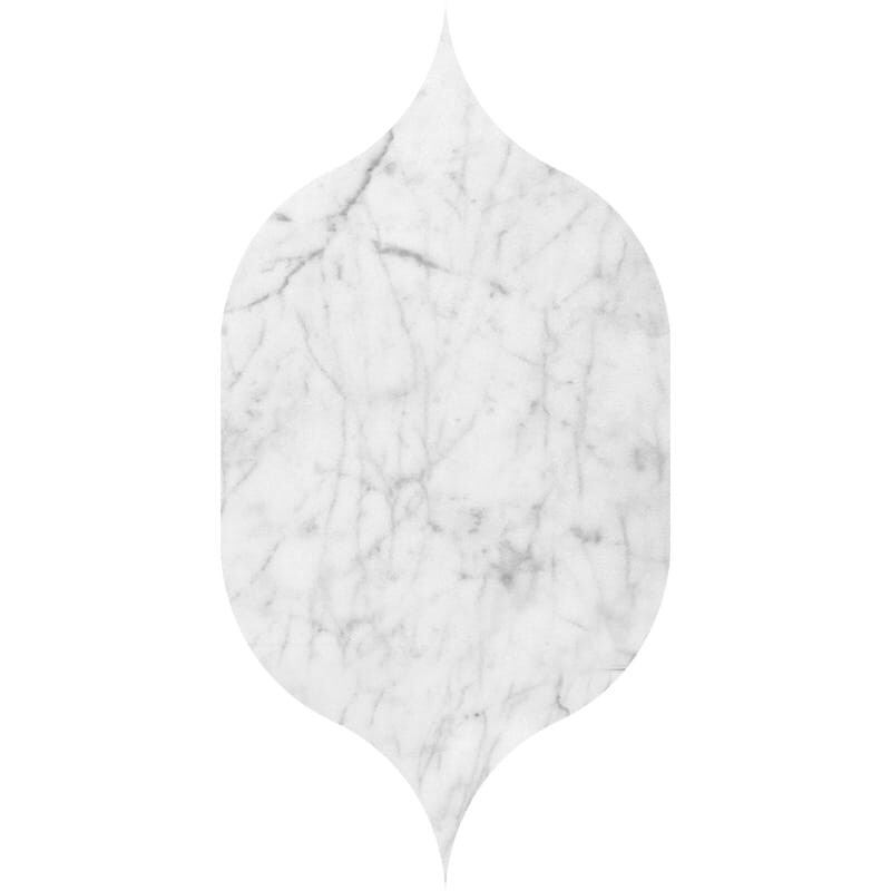 Arabesco Gótico Mármol Blanco Carrara Apomazado Waterjet Decos 4 7/8x8 13/16