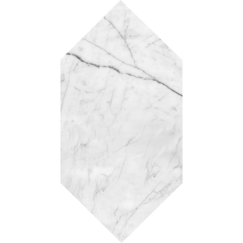 Gran Piquete Blanco Carrara Apomazado Mármol Waterjet Decos 6x12