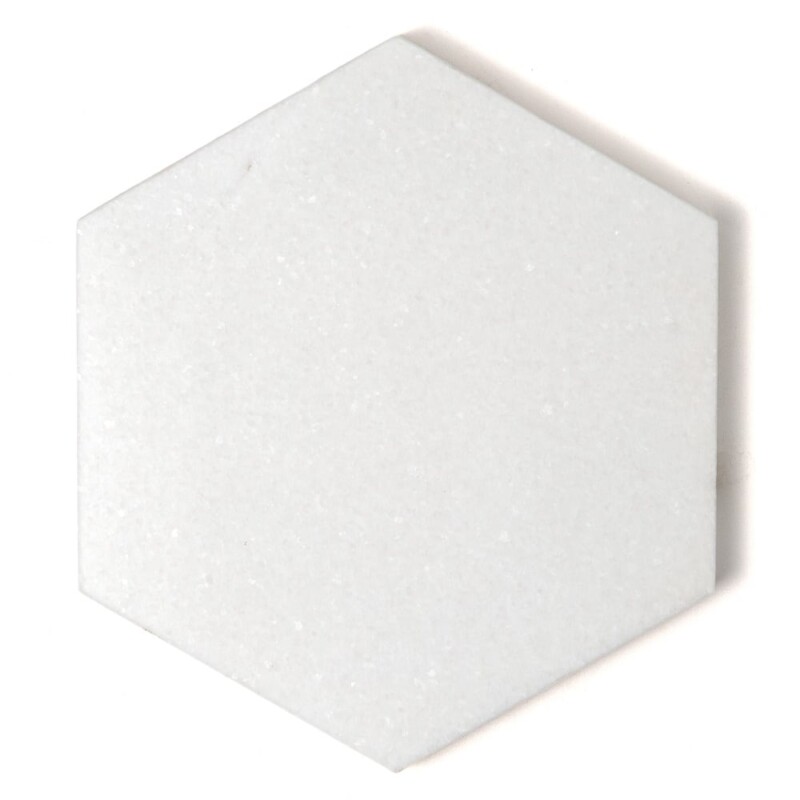 Hexagon Thassos White Polished Marble Waterjet Decos 5 25/32×5