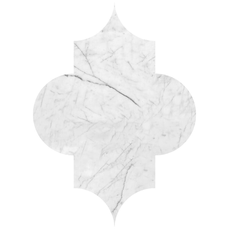 Arabesquette White Carrara C Honed Marble Waterjet Decos 6x8 1/4