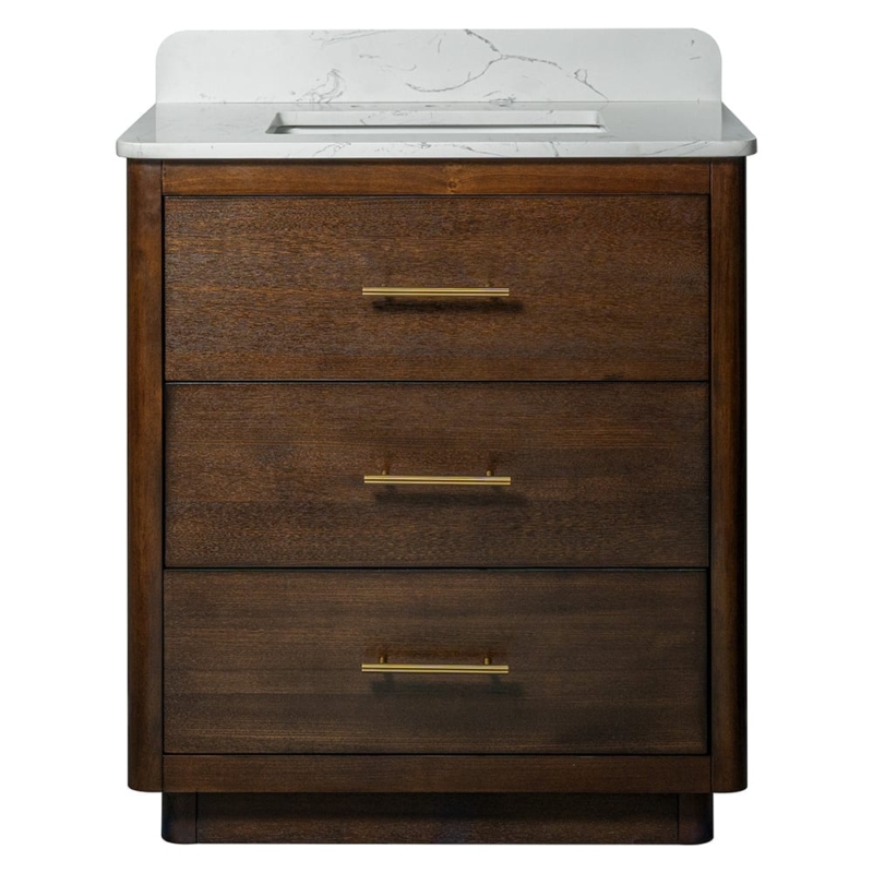 Carrara Contour Warm Walnut Bathroom Vanities 31×22 (PS73003)