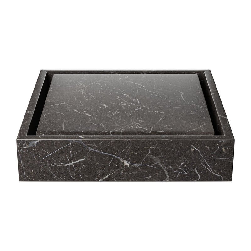 Iris Black Honed Bauhaus Marble Sink 20×20