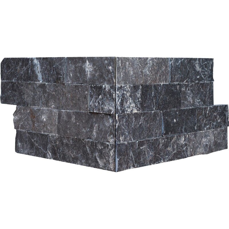 Panel Esquinero de Mármol de Cara de Roca Negra 6x12