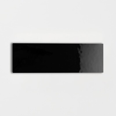 Black Glossy Subway Ceramic Tiles 4×12