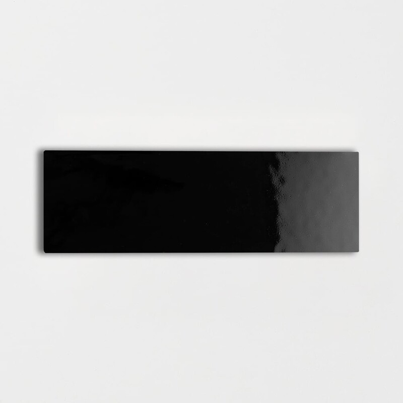 Black Glossy Subway Ceramic Tiles 4×12