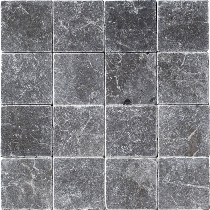 Iris Black Tumbled Marble Tiles 4×4