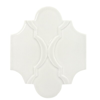 Blanco Mate Arabesqueta Cerámica Decorativa 6x8