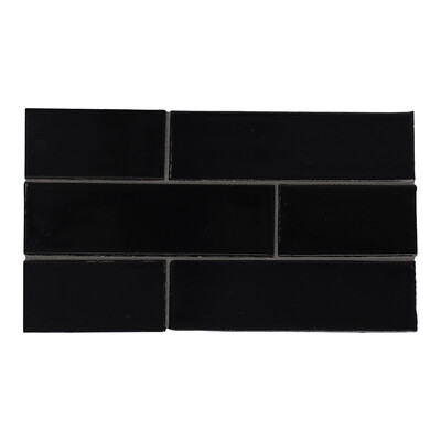 Black Vinyl Gloss Temple Tile 2 1/8x7 1/2