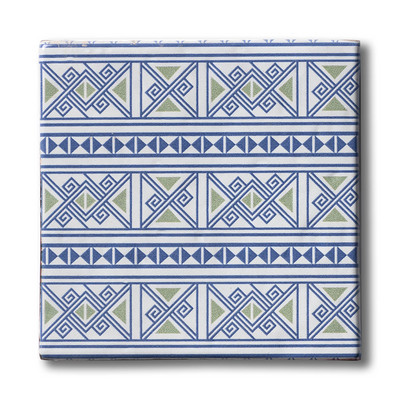 Batik 3 Cuadrado 1/2 Azulejo de terracota esmaltado 6x6