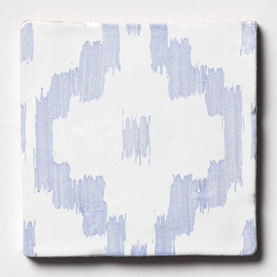 Indigo Wash Ikat Azulejo de terracota esmaltado brillante 6x6