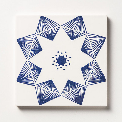 Azulejo de cerámica brillante Diamantes azules 6x6