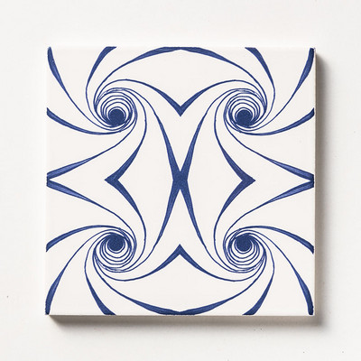 Azulejo de cerámica azul retorcido brillante 6x6