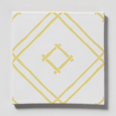 Island House Reverse Royal White, Lemon Glossy Chez Bamboo Glazed Terracotta Tiles 6×6