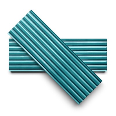 Aquamarie Glossy Fluted Ceramic Tiles 4×12