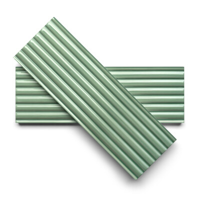 Sage Glossy Fluted Ceramic Tiles 4×12