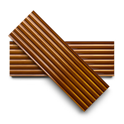 Hickory Glossy Fluted Ceramic Tiles 4×12
