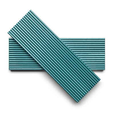 Aquamarie Glossy Thin Fluted Ceramic Tiles 4×12