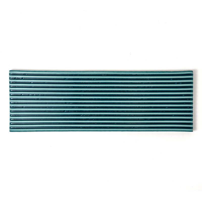 Aquamarie Glossy Thin Fluted Ceramic Tiles 4×12